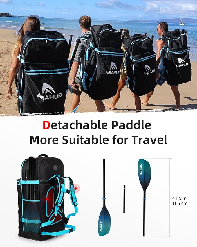 Abahub Adjustable Kayak Paddle 210-230 cm/ 230-250 cm Floating Kayaking Oars Boating Oars Canoeing Oars Black-StrideForce Fitness