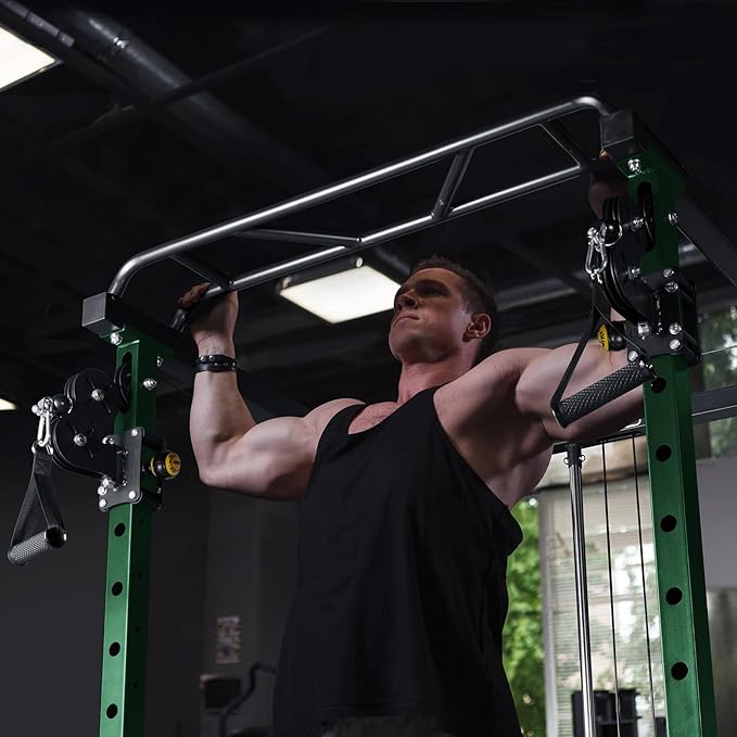 RitFit Multi-Function Squat Rack Power Cage PPC03 with Cable Crossover System, 1000LBS Capacity Power Rack and Packages with Optional Weight Bench, Barbell Weight Set, for Garage Workout & Home Gym-StrideForce Fitness