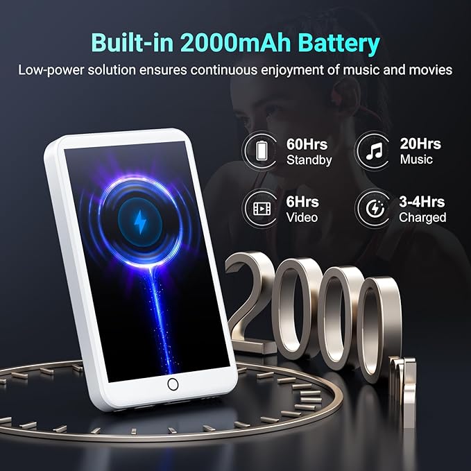 96GB MP3 Player with Bluetooth and WiFi, Android 13 MP3 MP4 Players with 4" Touchscreen and Speaker, 3GB RAM & 32GB ROM, Spotify Music Player with Audible, FM Radio, Amazon Music, Play Store-StrideForce Fitness