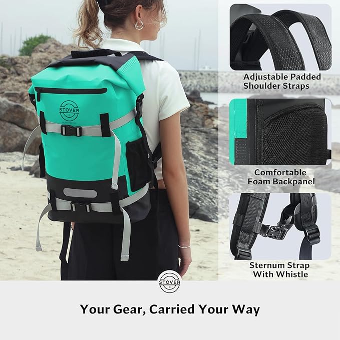 STOVER 5/10/25/30/40/55L Waterproof Backpack- Floating Dry Bag for Kayaking, Travel, Beach, Hiking, & Camping, Men/Women-StrideForce Fitness