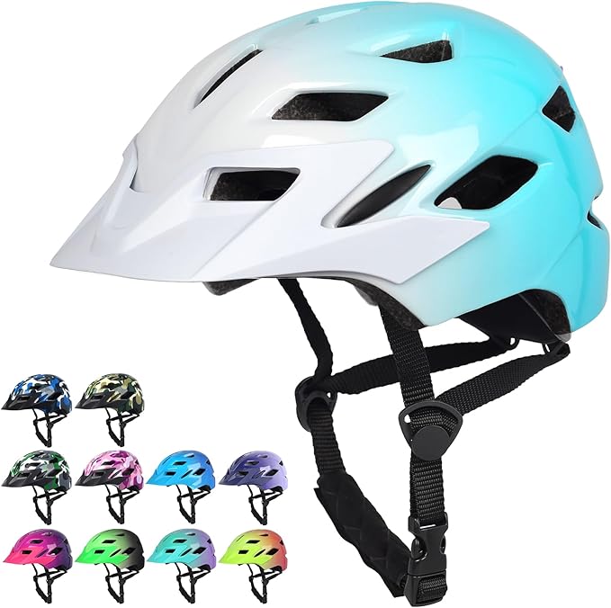 Kids Bike Helmet,Bavilk Kids Boys Girls Bike Helmets with LED Light Detachable Visor Children Youth Teen Multi-Sport for Skating Cycling Scooter Skateboard Adjustable & Lightweight 19.7"-22.4"-StrideForce Fitness