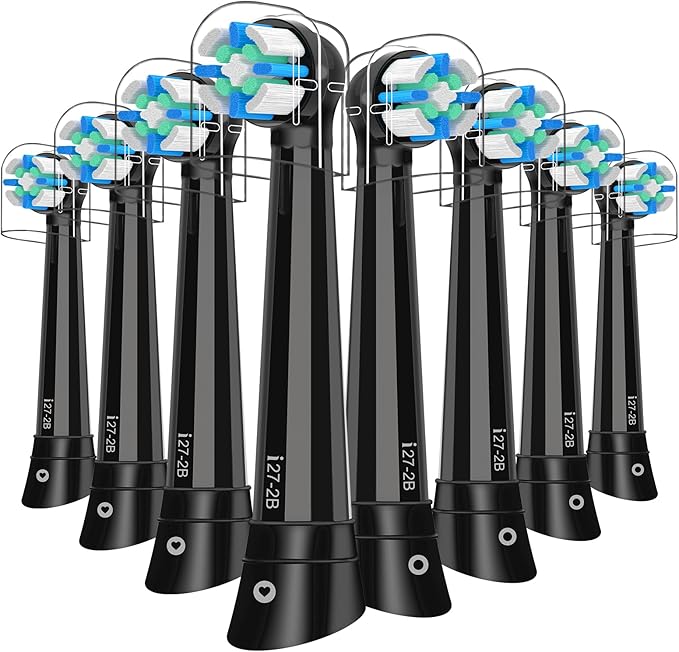 8 Pcs IO Replacement Heads Compatible with Braun Oral B IO Series Electric Toothbrush, Brush Heads ompatible with Oral B IO 2 3 4 5 6 7 8 9 10 for Teeth Clean (Black)