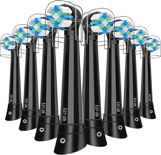 8 Pcs IO Replacement Heads Compatible with Braun Oral B IO Series Electric Toothbrush, Brush Heads ompatible with Oral B IO 2 3 4 5 6 7 8 9 10 for Teeth Clean (Black)