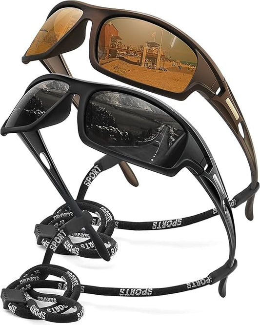 Polarized Sports Sunglasses for Men 100% UV Protection Wrap Around Unbreakable Sun Glasses for Fishing Driving-StrideForce Fitness