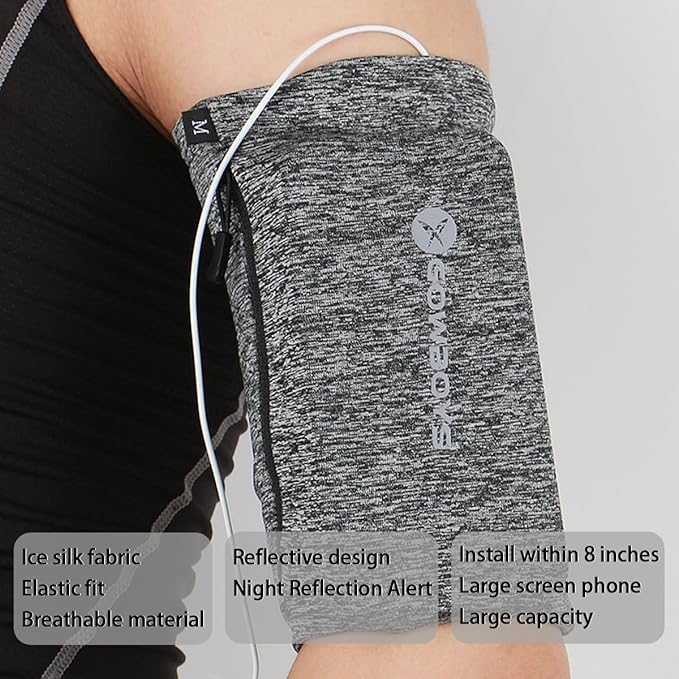 Running Phone Armband for Men Women,Universal Arm Bands for Phones Below 8 Inches,Waterproof Cell Phone Armband for Hiking,Running,Cycling,Climbing(Grey S)-StrideForce Fitness