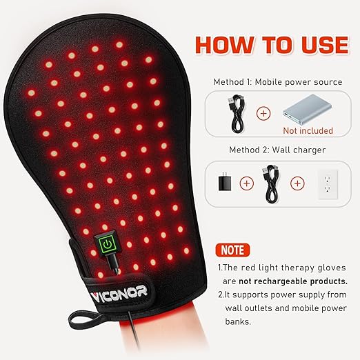 Red Light Therapy Device for Hands, Infrared-Light-Therapy-Gloves Finger Wrist, Led Near Infrared Carpal Tunnel-StrideForce Fitness