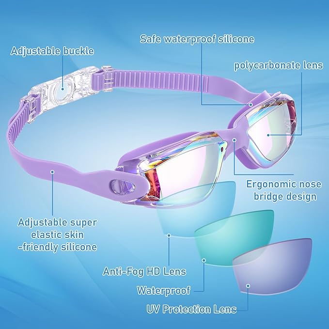 Konohan 10 Pack Swim Goggles Bulk for Kids adult Pool Goggles Anti Fog Silicone No Leak Swimming Glasses for Men Women Youth-StrideForce Fitness