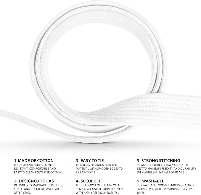 DXM SPORTS BJJ Jiu Jitsu Belt - Taekwondo Karate Belt - Martial Arts Uniform Ranking Judo Belt Double Stitched for Kids Adult-StrideForce Fitness