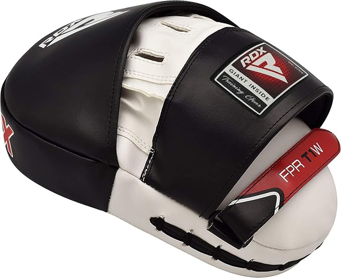 RDX Boxing Pads Focus Mitts, Maya Hide Leather Curved Hook and Jab Target Hand Pads, Great for MMA, Kickboxing, Martial Arts, Muay Thai, Karate Training, Padded Punching, Coaching Strike Shield-StrideForce Fitness