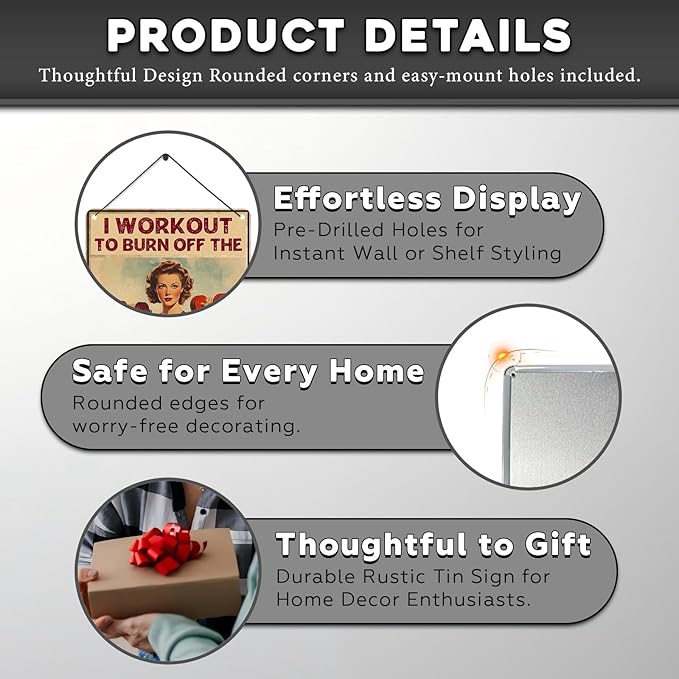 Vintage Girl Gym Tin Sign I Workout to Burn off The Crazy Retro Fitness Wall Decor Nostalgic Art Funny Workout Room Inspirational Metal Poster Store Cafe Pubs Bedroom Bathroom 12 * 16inch-StrideForce Fitness