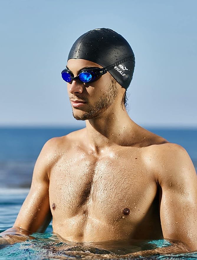 WHALE Extra Large Swim Cap for Women Men, Durable Silicone Swimming Hat with Ear Protection, Unisex Adults Bath Swimming Caps for Long Thick Curly Hair & Dreadlocks Braids Weaves Afro Hair-StrideForce Fitness