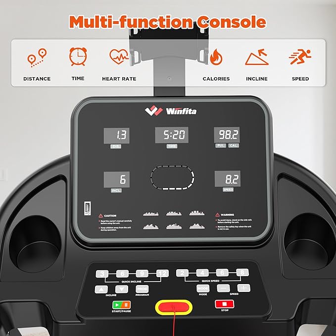 Treadmills for Home, Folding Treadmill with Auto Incline, 300 LBS Capacity, 8MPH or 10MPH Max Speed, Double Deck Shock-Absorbing Running Machine with Bluetooth, App, 64 Programs, Pulse Monitor-StrideForce Fitness