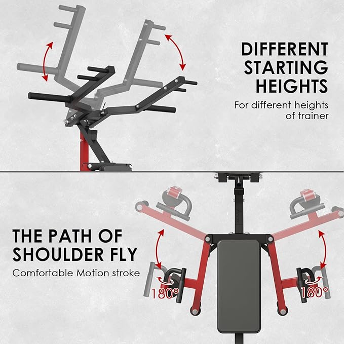 Mikolo Deltoid and Shoulder Press Machine, Lateral Raise Machine with Adjustable Seat and Backrest, 800 Weight Capacity Upper Body Machine-StrideForce Fitness