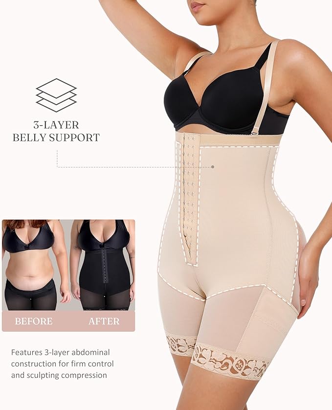 FeelinGirl Faja Body Shaper Tummy Control Shapewear for Women Butt Lifter Post Surgery Fajas Postparto Para Mujer-StrideForce Fitness