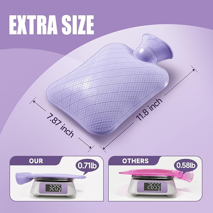 FORICOM Extra Large Hot Water Bottles for Pain Relief.2pack,2L Hot Water Bag for Back Pain, Heating Pad 2Liter, Non Toxic and Rubber, Hot and Cold Therapy.Bpa Free.-StrideForce Fitness