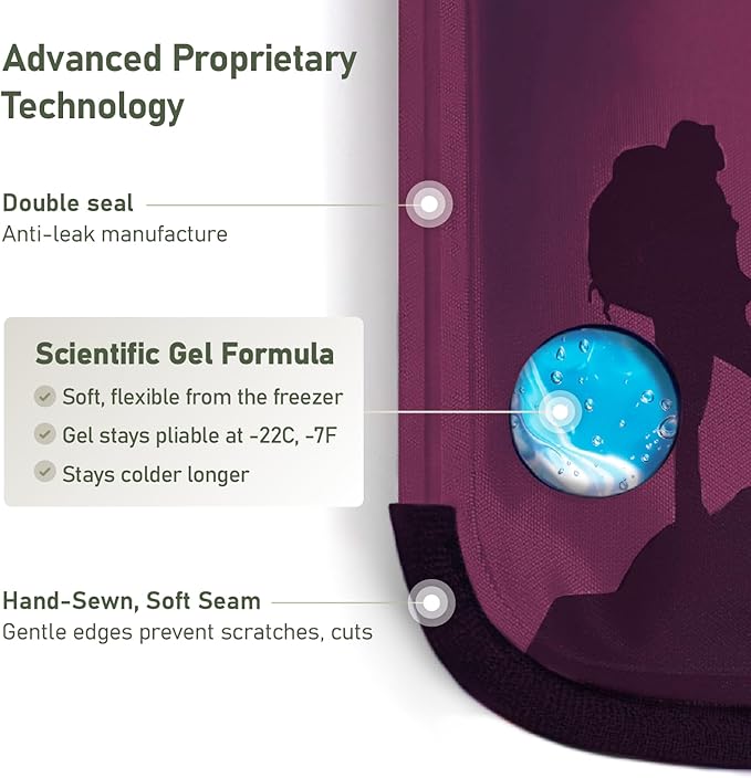 Medium Flexible Gel Ice Packs Reusable - Hot and Cold Soft Ice Packs for Injuries Reusable for Ankle, Arm, Foot, Leg, Back Pain Relief - 8" x 12" - 2PK - Purple-StrideForce Fitness