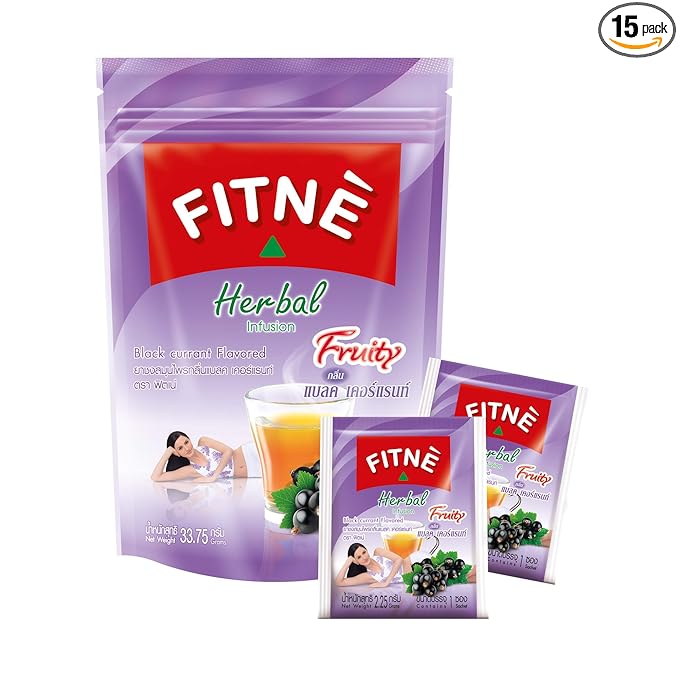 FITNE Black Currant Herbal Green Tea Fruity Garcinia Senna Infusion Gentle Detox Cleansing Boost Antioxidant Wellness Tea No Calories, 15 Tea Bags-StrideForce Fitness