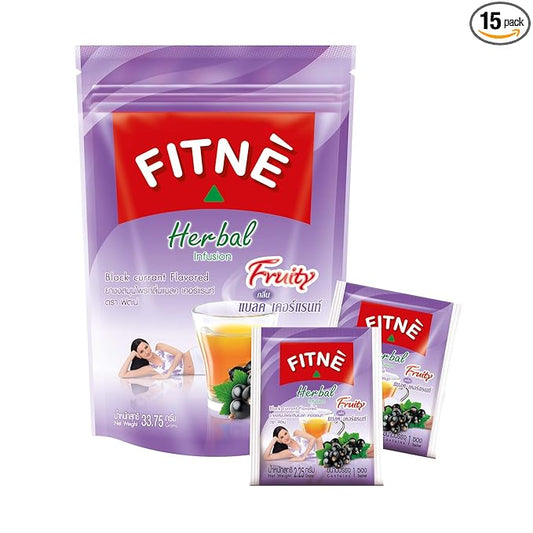 FITNE Black Currant Herbal Green Tea Fruity Garcinia Senna Infusion Gentle Detox Cleansing Boost Antioxidant Wellness Tea No Calories, 15 Tea Bags-StrideForce Fitness