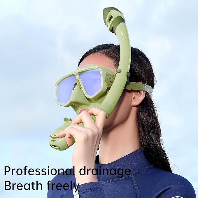 WATERTIME Snorkeling Gear for Adults, Dry Top Snorkel Set with Anti-Fog Panoramic Diving Mask & Waterproof Design, Adult Snorkel Mask for Snorkeling and Scuba Diving-StrideForce Fitness