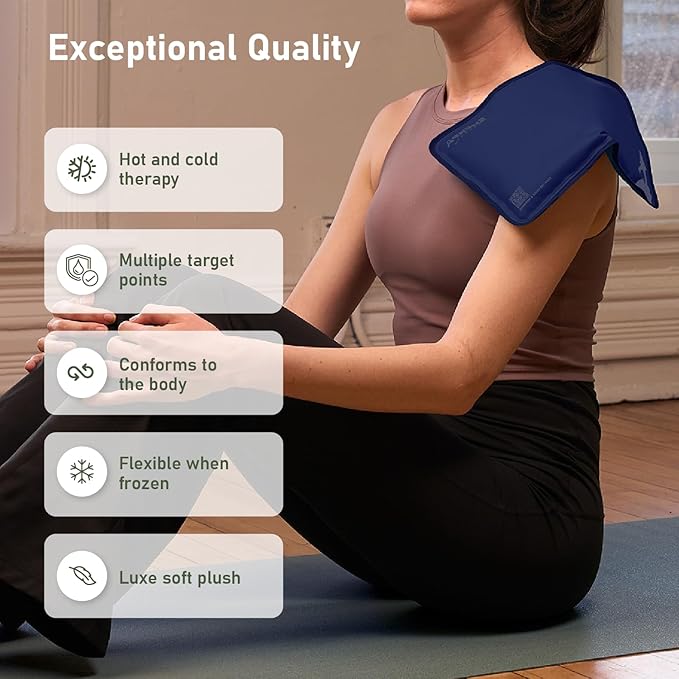 Medium Flexible Gel Ice Packs Reusable - Hot and Cold Soft Ice Packs for Injuries Reusable for Ankle, Arm, Foot, Leg, Back Pain Relief - 8" x 12" - Blue-StrideForce Fitness