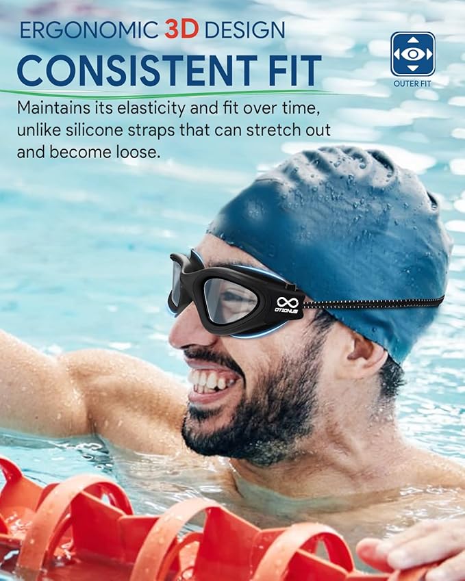Swim Goggles, Polarized Adult Swimming Goggles Bungee Strap No Hair Pulling Anti-fog Pool Goggles for Men Women-StrideForce Fitness