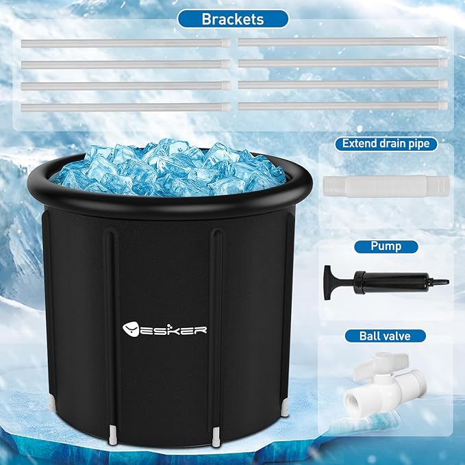Yesker 126 Gal Ice Bath Tub with Air Ring, Portable Multi-Layered Cold Plunge Tub with Lid for Athletes, Foldable and Inflatable, One Person Hot Bathtub at Gym, Yard, Home, Outdoors Use-StrideForce Fitness