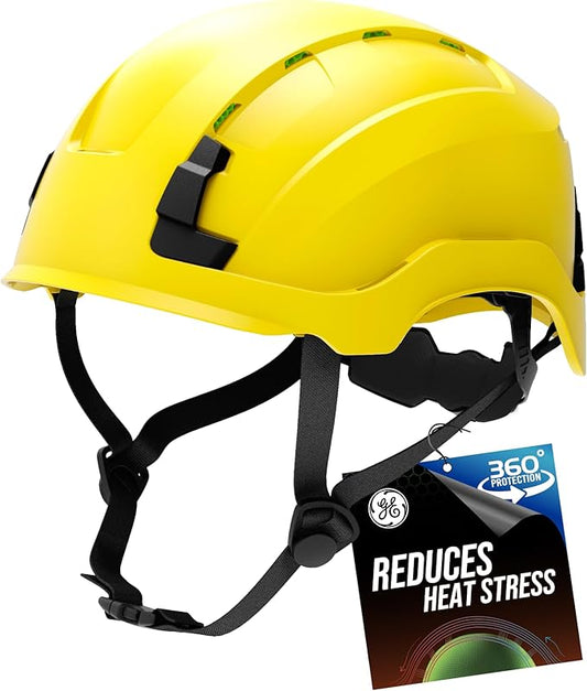 GE Safety Helmet: ANSI Type 2 Class G & E, Advanced Impact Technology, Ultra Comfortable Memory Foam, Heat Stress Reduction, Compatible with Accessories, Adjustable Size OSHA Approved-StrideForce Fitness
