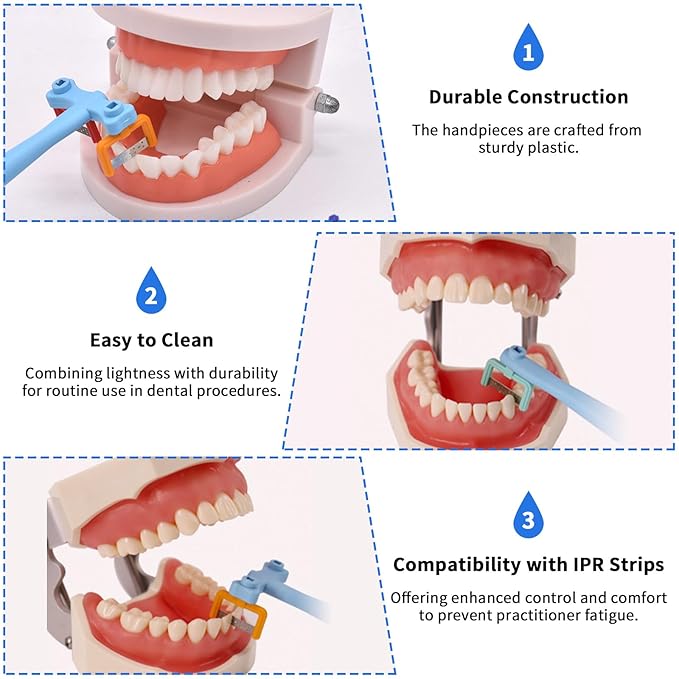 Complete IPR Kit for Orthodontic Treatment, Interproximal Enamel Reduction Set with Manual Handpiece and Assorted Polishing Strips | Dental Tool for Space Creation and Tooth Gapping Contouring