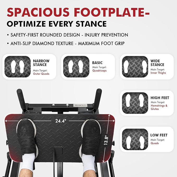 Mikolo Leg Press Hack Squat Machine Combo, Leg Press Machines for Home Gym with Linear Bearing, Hack Squat Machine with Rear and Front Band Pegs, Leg Machine for Full Range Leg Training-StrideForce Fitness
