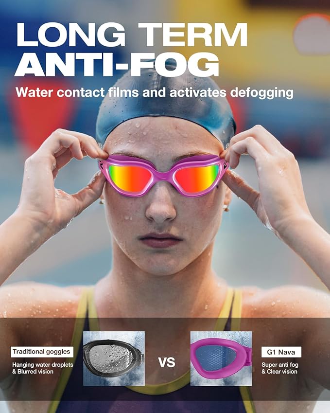 ZIONOR G1 Nava Super Anti-Fog Unisex Swim Goggles Mirror/Bright Smoke Lens-StrideForce Fitness