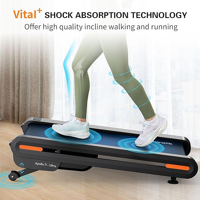 Walking Pad Treadmill with Auto Incline - 18"x43" Wide Full Deck 6 Levels 12% Incline, Portable Under Desk Treadmill for Home Gym Office, 350lbs Capacity, 3.0HP Quiet, Upright Stand Space-Saving, APP-StrideForce Fitness