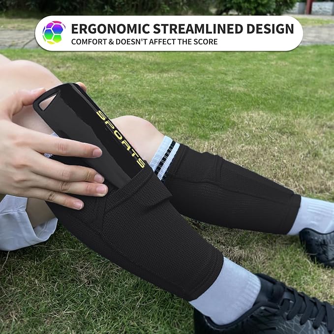 Kids Youth Soccer Shin Guards with Sleeves, Slip in Shinguards Soccer Shin Pads for 3-15 Years Old Boys Girls Child Teens-StrideForce Fitness