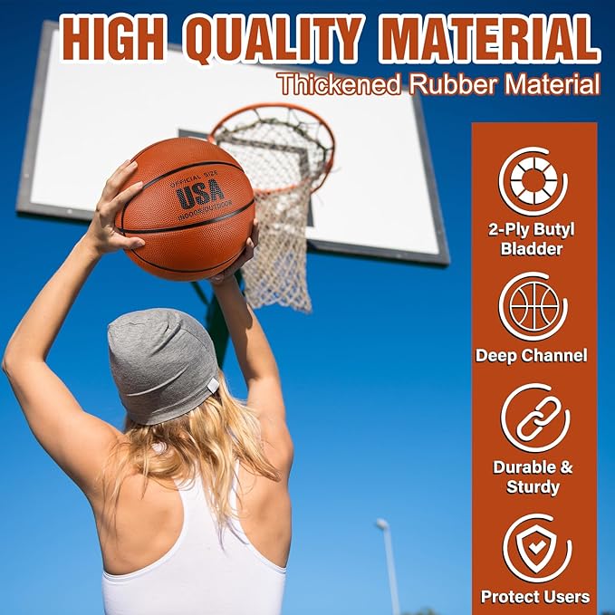 HyDren 12 Pcs Basketballs Bulk with Pump Donation Supplies Size 5/6/7 Deflated Basketball for Outside Sport Operation Machine Stitched Ball-StrideForce Fitness