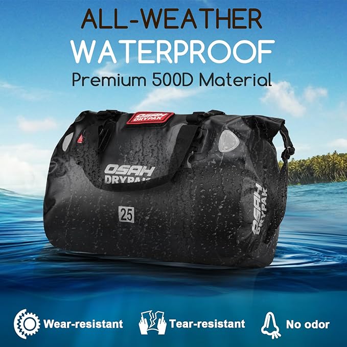 Waterproof Duffel Bag - Motorcycle Dry Bag Tail Bag with Large Storage Space, Waterproof Luggage Duffle Bags with Outer Mesh Zipper Pocket for Camping, Kayaking, Fishing & Traveling-StrideForce Fitness