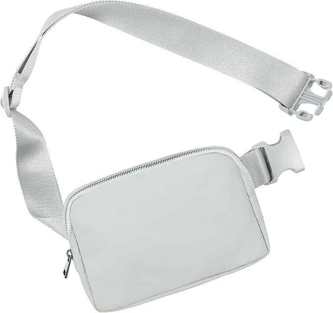 ODODOS Unisex Mini Belt Bag with Adjustable Strap Small Fanny Pack for Workout Running Traveling Hiking, Light Grey-StrideForce Fitness