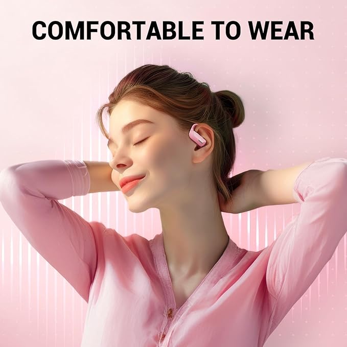 Wireless Sport Earbuds Bluetooth Headphones with Mic 80H Playtime IPX5 Waterproof Ear Buds Deep Bass Earphones Over Ear Headset for Running Gym Workout - Pink-StrideForce Fitness