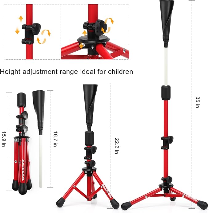 Baseball Tee for Kids,Batting Tee,Softball Tee,Youth Hitting Tee,Teeball Tee,Travel Tee,Easy Adjustable Height-StrideForce Fitness