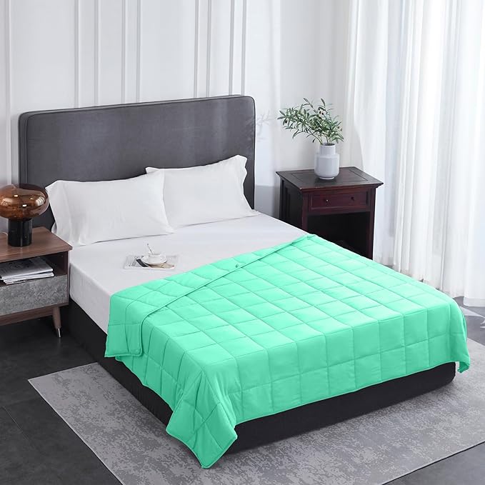 L'AGRATY Weighted Blanket - 60"x80" 15lbs Cooling Breathable Heavy Blanket Microfiber Material with Glass Beads Big Blanket for Adult All-Season Summer Fall Winter Soft Thick Comfort Blanket-StrideForce Fitness