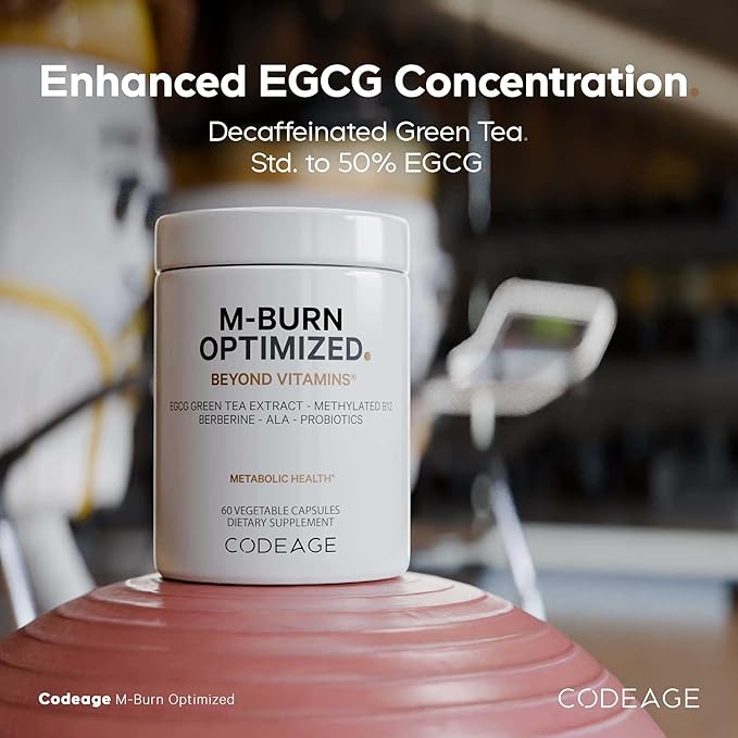 Codeage M-Burn Optimized Supplement - Decaffeinated Green Tea Std. to 50% EGCG, Berberine, Akkermansia, Vitamin B12 - Probiotics - Vitamins - 60 Capsules-StrideForce Fitness