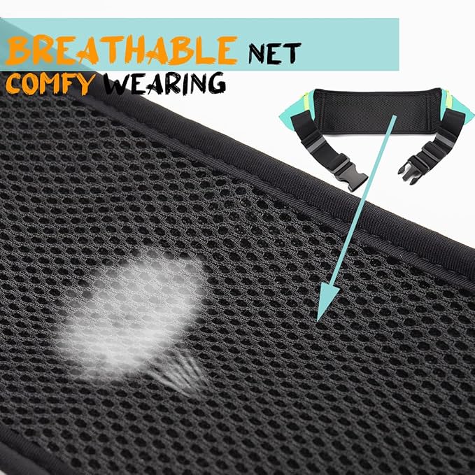 USHAKE Slim Running Belt, Workout Fanny Pack for Men Women,Exercise Waist Pack for Apple iPhone Holder, Runner Belt for Running Walking Cycling Camping Gym Mint blue-StrideForce Fitness