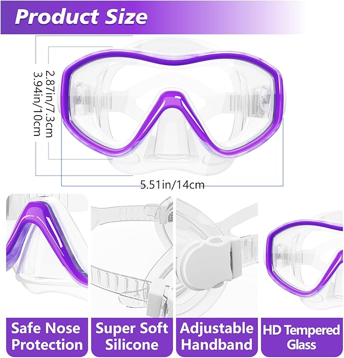 GoseWave Snorkeling Gear for Kids, Kids Snorkel Set for Ages 5-15, Anti-Fog Diving Mask and Dry Top Snorkel Set, Unisex Swimming Goggles with Nose Cover-StrideForce Fitness