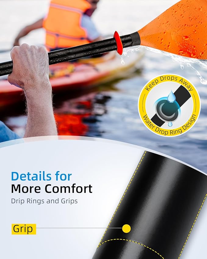 OCEANBROAD Kayak Paddle 86in/218cm, 90.5in/230cm Alloy Shaft 2-Piece Floatable Kayak Oar for Kayaking Canoeing Boating-StrideForce Fitness