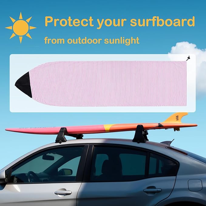 Surf Sock, Surfboard Sock Cover for Longboard Paddleboard Surf Board Sup Paddle Board, 6-8 FT Foot Quick Dry Stretch Surfboard Bag Sleeve with Drawstring Closure-StrideForce Fitness