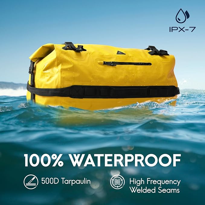 Haimont Large Waterproof Duffel Backpack Roll-Top Heavy Duty Dry Duffle Bag for Boating, Travel, Motorcycle, Kayaking, Camping, 60L-StrideForce Fitness