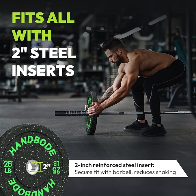 2-Inch Bumper Plates High Bounce, Olympic Weight Plate Set 45/100/160/190/260/300lb, Barbell Weight Plates Set for Home Gym, Colored Weights Rubber Strength Training Plate for Weight Lifting-StrideForce Fitness