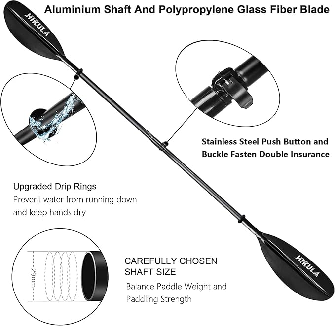 Kayak Paddle 4 Pieces Aluminum Shaft and PP Blade Floating 86.6in/220cm, 90.5inch/230cm Lightweight Oars-StrideForce Fitness
