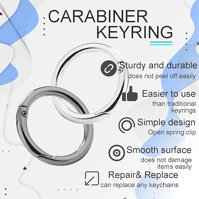 12Pack 1 Inch Spring O Ring Clip Keychain, 4 Colors Round Carabiner Clip Keyrings Snap Hook Buckle for Purse Shoulder Bag Chain Ring Clip Replacement Paracord Keychain Lanyard Leather Repair Hardware-StrideForce Fitness