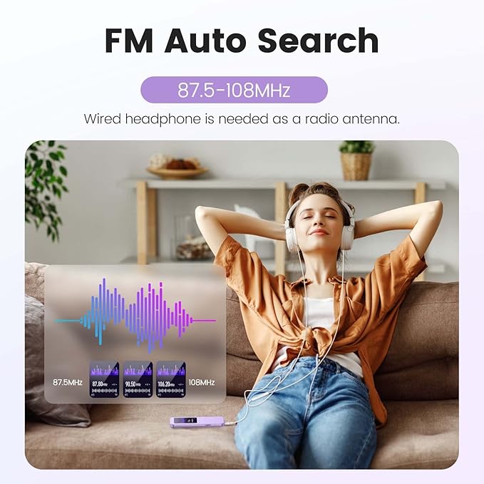 32GB MP3 Player with Bluetooth 5.3, AGPTEK A09X 2.4" Screen Portable Music Player with Speaker Lossless Sound with FM Radio, Voice Recorder, Supports up to 128GB, Purple-StrideForce Fitness