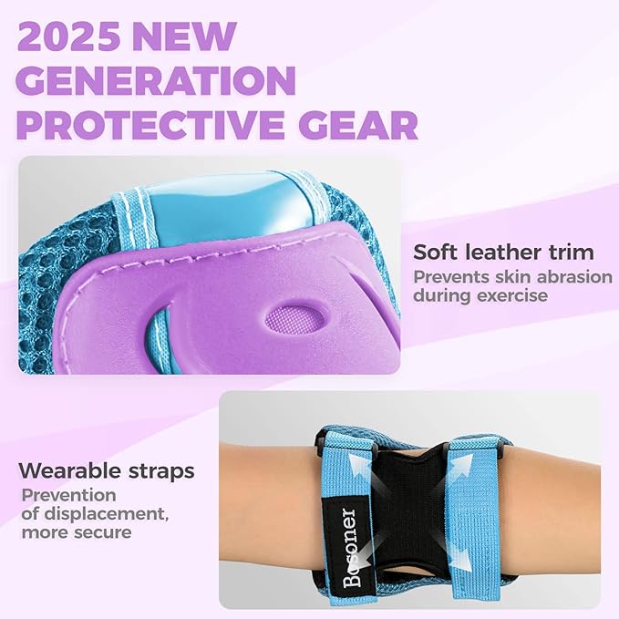 BOSONER Kids/Youth Knee Pad Elbow Pads Guards Protective Gear Set for Roller Skates Cycling BMX Bike Skateboard Inline Skatings Scooter Riding Sports-StrideForce Fitness