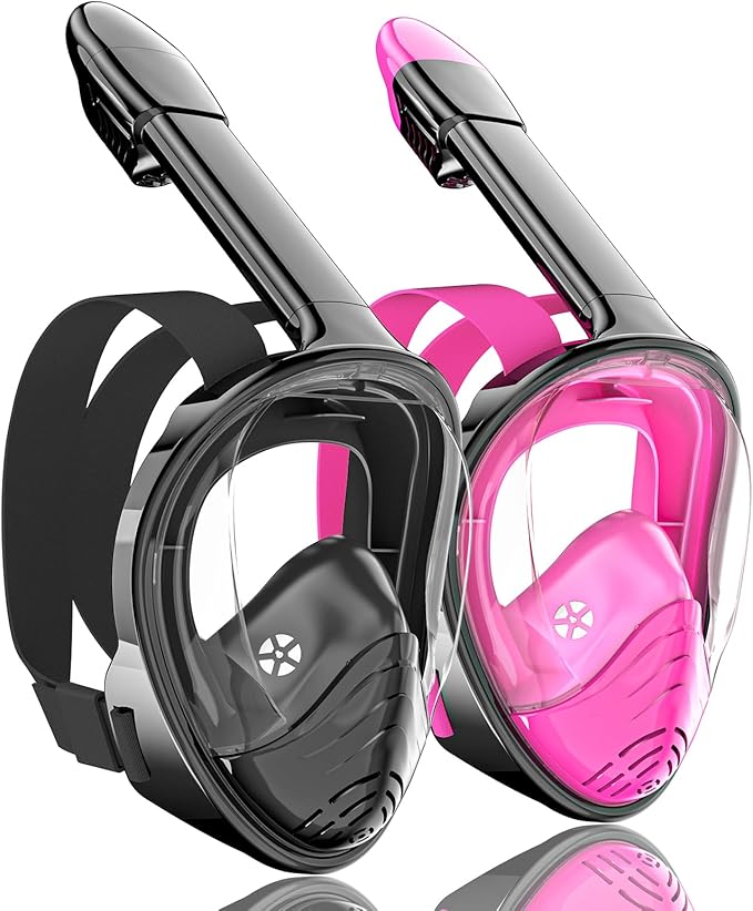 QingSong Full Face Snorkel Mask for Adults, Snorkeling Gear with Camera Mount, 180 Degree Panoramic View Snorkel Set Anti-Fog Anti-Leak-StrideForce Fitness